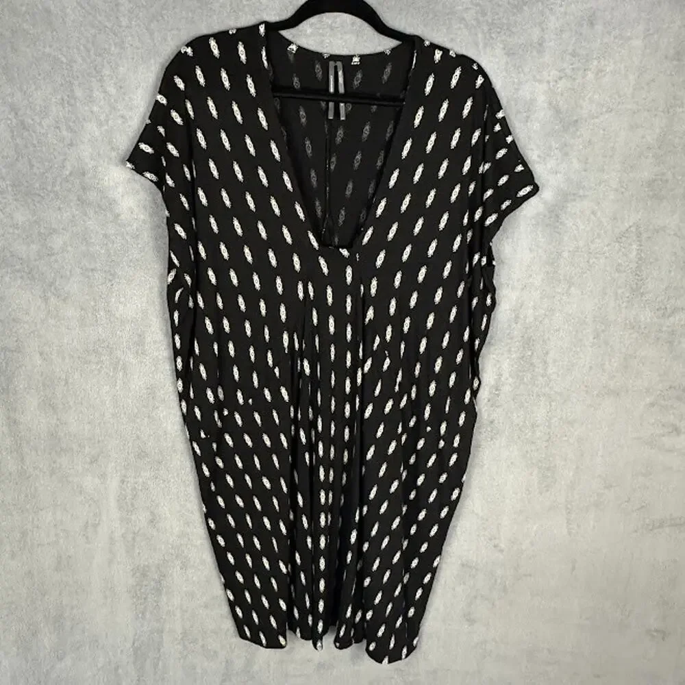 Anthropologie Dress Women Small Black Short Sleeve Stretch Comfort Neutral Artsy